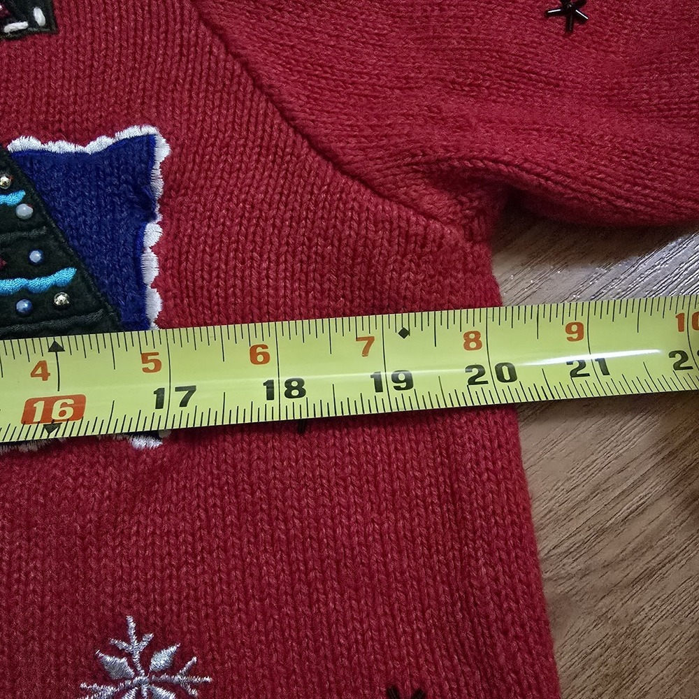 VTG Women's Sz Medium Button Up Christmas Ugly Sweater Ramie Cotton Boxy *Flawed - Picture 14 of 15